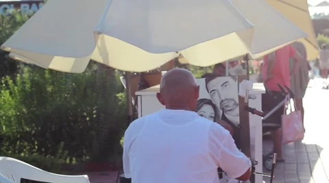 Man Is Drawing Portrait Stock Footage 67210921