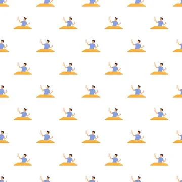 Man drawing repeating pattern in seamless illustration Stock Illustration