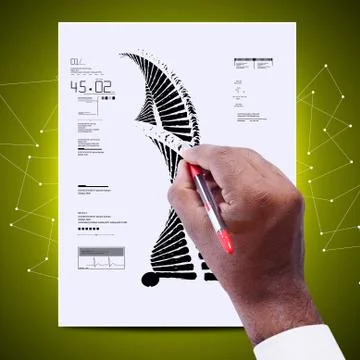 Man drawing the sketch of dna Stock Illustration