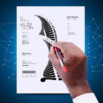 Man drawing the sketch of dna Stock Illustration