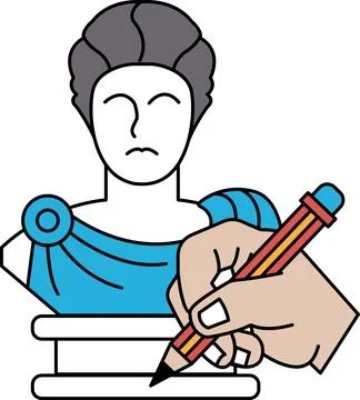 A man is drawing a statue with a pencil Stock Illustration