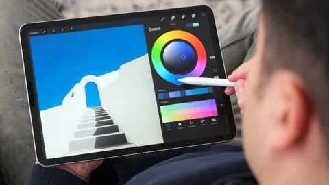 Man drawing tablet arts Stock Footage 233264844