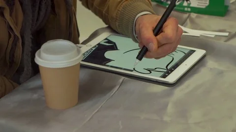 Man Drawing with Tablet Video stock 83102799