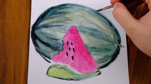 Man drawing watermelon Stock Footage 236282105