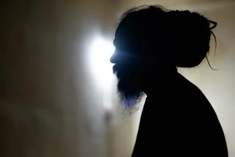 Man with dreadlock silhouette Stock Photos