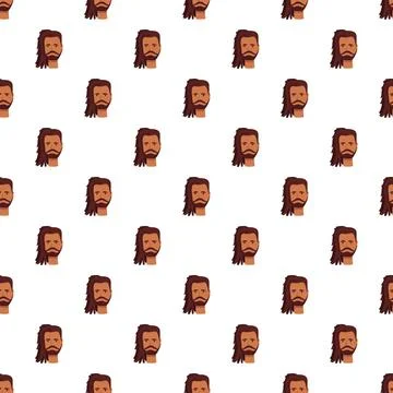 Man dreadlocks avatar head seamless pattern background Stock Illustration