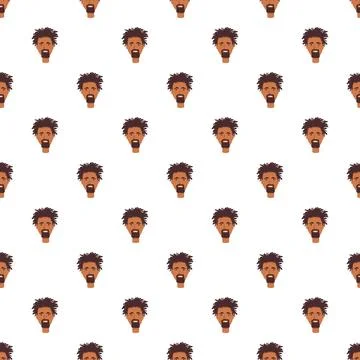 Man dreadlocks beard head character seamless pattern Illustrazione stock