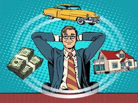Man dream house money car Stock Illustration