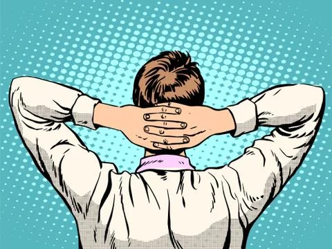 The man dreamily looking forward back Stock Illustration