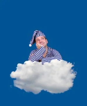Man dreaming on a cloud Stock Illustration