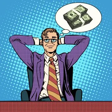 Man dreams about money Stock Illustration