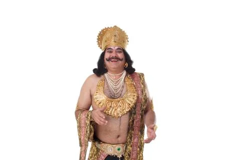 Man dressed as Raavan smiling Stock Photos