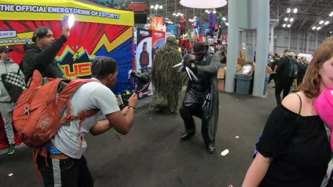 Man dressed up as vampire hunter doing karate Video stock 148517994