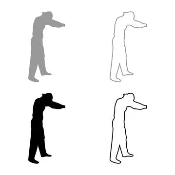 Man dressing sweater Clothes concept Put on his pullover silhouette grey blac Stock Illustration