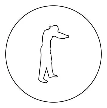 Man dressing sweater Clothes concept Put on his pullover silhouette in circle Stock-Illustration