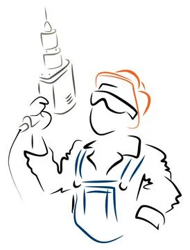 Man with drill Stock Illustration