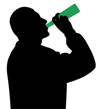 Man drinking alcohol from bottle Stock Illustration