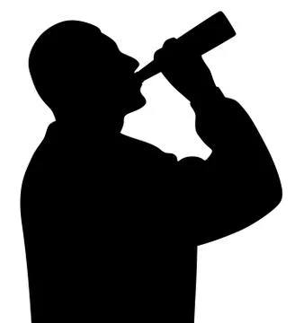 Man drinking alcohol from bottle Stock Illustration