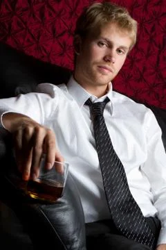 Man drinking alcohol Stock Photos