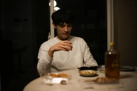 Man drinking alone Stock Photos