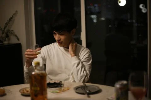 Man drinking alone Stock Photos