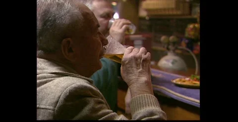 Man Drinking Beer at Aussie Pub 1996 Stock Footage 317804282