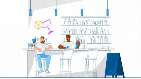 Man Drinking Beer At Bar 2D Animation Vidéo 278350387