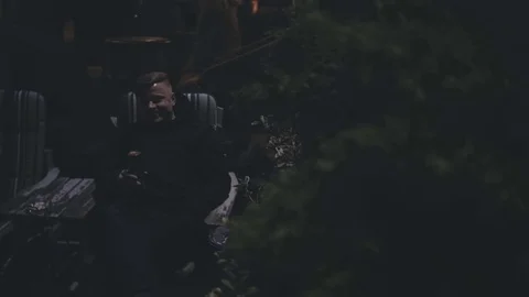 The man is drinking beer in the bar Stock Footage 76611212