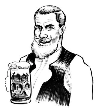Man drinking beer Stock Illustration