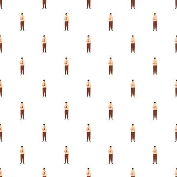 Man drinking beer seamless cartoon pattern Stock Illustration