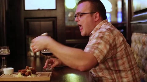 Man Drinking Beer With Toasts Stock Footage 45859821