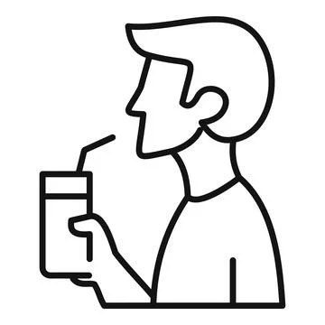 Man drinking beverage with straw in profile icon Stock-Illustration