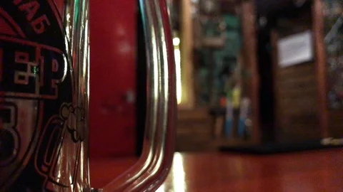 Man drinking black beer in a bar. Blur. defocus Stock Footage 108667985