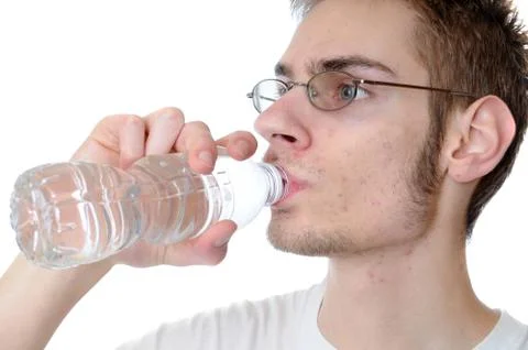 Man drinking bottled water Stock Photos