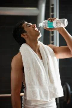 Man drinking bottled water Stock Photos