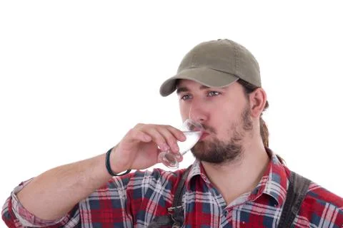 Man drinking brandy Stock Photos