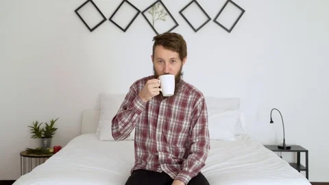 Man drinking coffee in an authentic room. Stock Footage 102654981