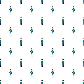 Man drinking coffee cartoon repeating pattern background Illustrazione stock