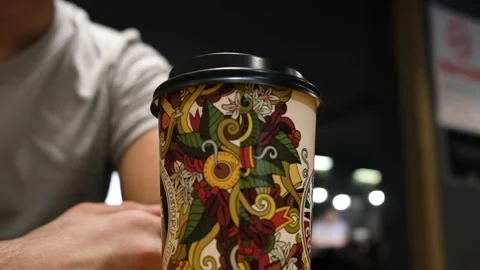 A man drinking coffee in a desk in a cafe in istanbul Turkey, Stock Footage 167136101