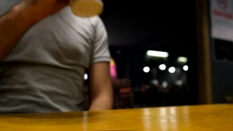 A man drinking coffee in a desk in a cafe in istanbul Turkey, Stock Footage 167136108