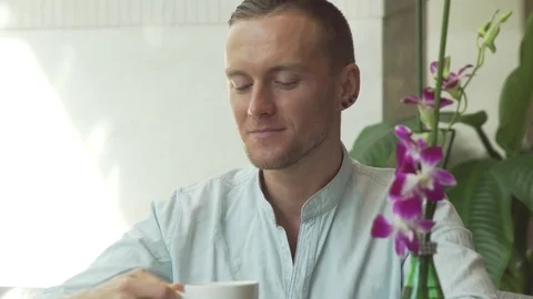 Man drinking coffee Stock Footage 79366816