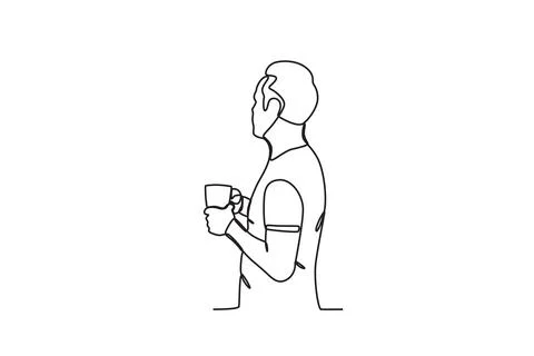 A man drinking coffee Stock Illustration