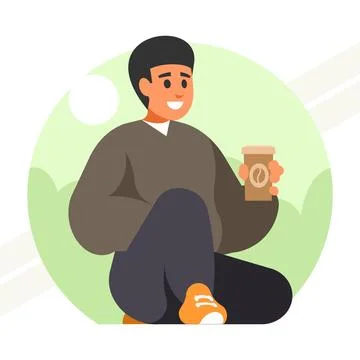 Man-drinking-coffee Stock Illustration