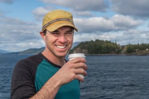 Man Drinking a Coffee 库存照片