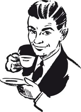 Man drinking coffee, Retro Vector Illustration Stock Illustration
