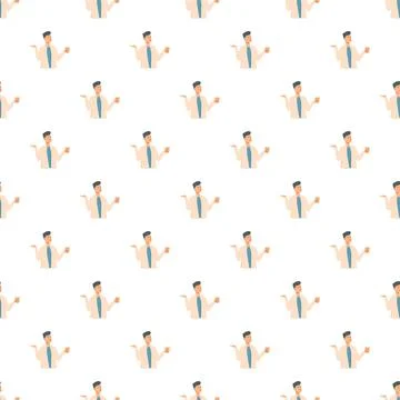 Man drinking coffee shrugging shoulders flat pattern 스톡 일러스트