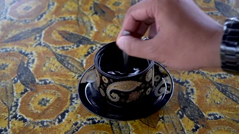 Man drinking cup of coffee. Person of view. Stock Footage 156704764