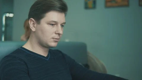 Man is drinking a drink in a cafe Stock Footage 87111290