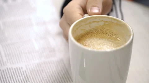 Man is drinking his coffee Stock Footage 86387028