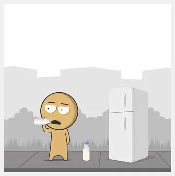 Man drinking milk Stock Illustration